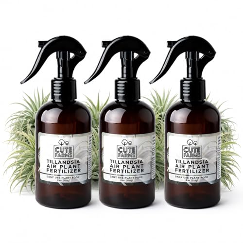 Cute Farms Tillandsia Air Plant Fertilizer | Gentle Daily Use Formula | Formulated Nutrients for Air Plants (8 oz Spray Bottle, 3 Pack) - size: 8 oz (3 Pack)