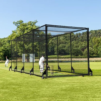 FORTRESS 360° Mobile Cricket Cage [Test Grade] | Pop Up Goals for Cricket | Cricket Set | Cricket Box Netting Cage System | Cricket Net Batting Cage | Sports Equipment - size: 33ft, style: With Padding