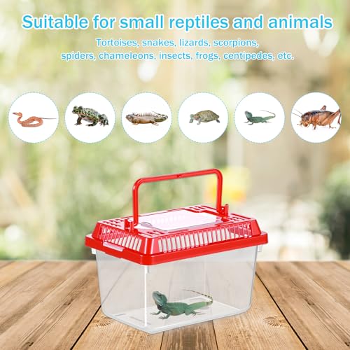 12Pcs Plastic Reptile Terrariums Carrier Cage Snake Breeding Box Hatching Container Clear Fish Tank with Ventilated Lid for Spider, Tarantula, Hermit Crab, Lizard, Turtle (5.1" x 3.5" x 3.5")