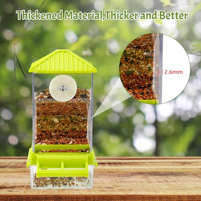 Rypet No-Mess Automatic Bird Feeder for Cage, Parrot Cage Accessories | Transparent Acrylic Food Dispenser, Helps Reduce Seed Scatter, for Parakeet Cockatiel Parrot Canary - color: Transparent A80 Green