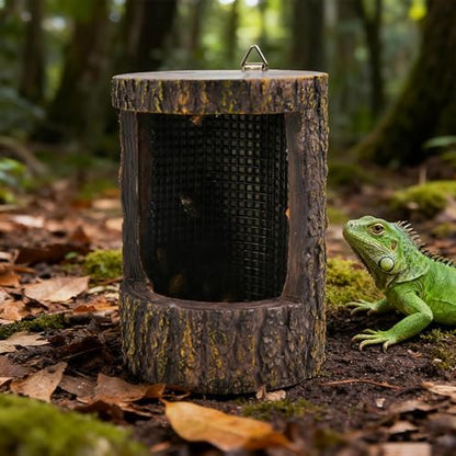 Reptile Feeders Drop-Resistant Food Bowl | Simulated Tree Stump Design Reptile Supplies with Hooks for Small Pets Lizards Geckos Frogs Terrarium