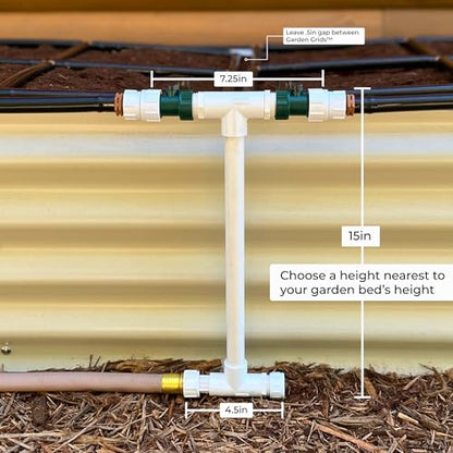 Garden Grid Manifold - 15" Tall, Double Style | Link All of Your Garden Grids So They Water Together | Ideal for Side-By-Side Garden Grid Connections - size: 15", style: Double
