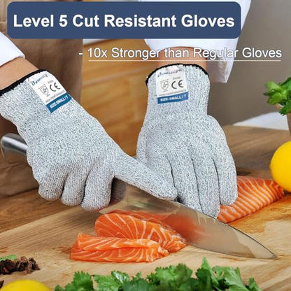 Dowellife Cut Resistant Gloves Food Grade Level 5 Protection, Safety Kitchen Cuts Gloves for Oyster Shucking, Fish Fillet Processing, Mandolin Slicing, Meat Cutting and Wood Carving. (Medium-12 Pairs) - size: Medium (Pack of 12), style: Original