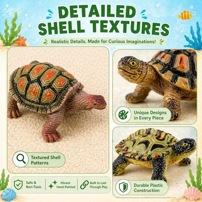 Liberty Imports 12 Piece Sea Turtle Animal Toys - Miniature Figurines - Unique Tortoise Toys Detailed and Hand Painted Reptiles Party Favor Decorations and Kids