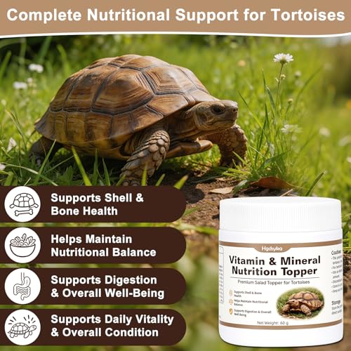 Tortoise Nutrition Calcium Powder, Vitamin & Mineral Supplement for Herbivorous Tortoises, Supports Shell & Bone Health Balanced Diet, Daily Feeding Nutrition Topper for Sulcata Turtles Tortoises