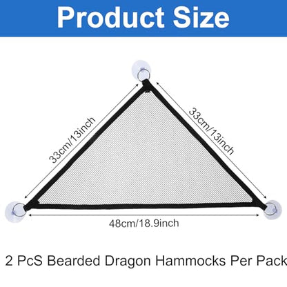 2Pcs Bearded Dragon Hammock, Breathable Mesh Reptile Hammock Lizard Tank Accessories, Triangle Geckos Hammocks for Bearded Dragons, Snakes, and Axolotls, Perfect Beard Dragon Tank Accessories
