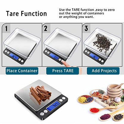 Fuzion Digital Gram Scale .01 Gram Accuracy, 500g Digital Jewelry Scale | Small Kitchen Food Scale with 2 Trays for Powder, Coffee, Gold, Coin, Small Reptile - Weight Gram and Oz - color: Black