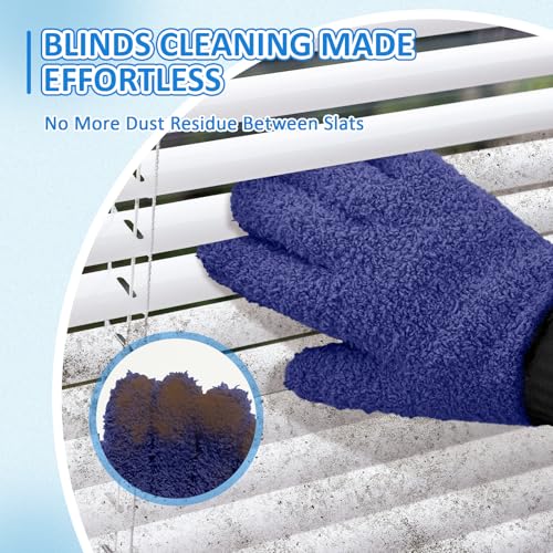 MIG4U Microfiber Gloves - Dusting Gloves for House Cleaning - Washable Blind Cleaner Duster Tool (Navy,S/M) - color: Navy 1 Pair, size: Small-Medium
