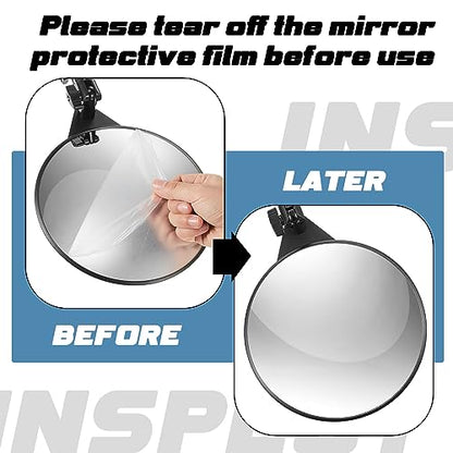 Barydat 2 Pack Under Vehicle Inspection Mirror with Telescoping Handle and Light 8 Inch Diameter Security Angle Adjustment Handheld Inspection Mirror for Under Car Truck Equipment Over Shelf - size: 8 Inch