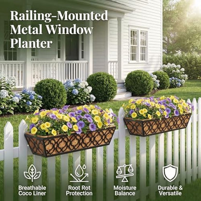 HFHOME 2Pcs 24" Trough Coco Fiber Replacement Liner, Natural 24 in Window Deck Coco Replacement Liner for Window Box - size: 24in