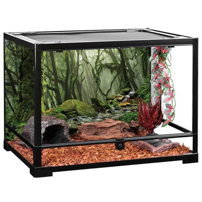 Forest Green Tree Terrarium Backdrop Reptile Habitat Background 48x18 in | AWERT Tropical Foggy Rainforest Stream Aquarium Durable Polyester Background - size: 48 x 18 inches