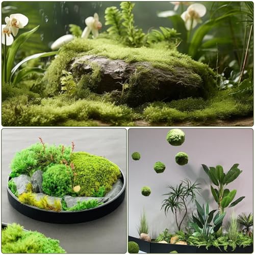40PCS Artificial Moss Rocks, 4 Size Fake Moss Rocks, Green Moss Decor for Floral Arrangements, Fairy Gardens and Crafting
