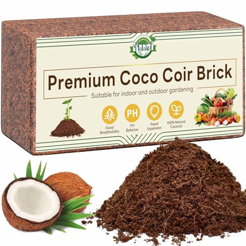 Halatool 1 Pack Coco Coir Brick, Organic Coconut Coir Soil for Plants | Organic Coco Coir Soil, pH Balanced & Low EC – Expanding Seed Starter, Potting Mix for Plants, Flowers & Reptiles - size: 1 Pack