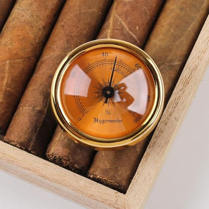 Brown Round Glass Analog Hygrometer for Humidors for Guitar Violin Cabinet File Box Hygrometer for Analog Weather Hygrometers Thermometers and Weather Instruments 44x44x22mm