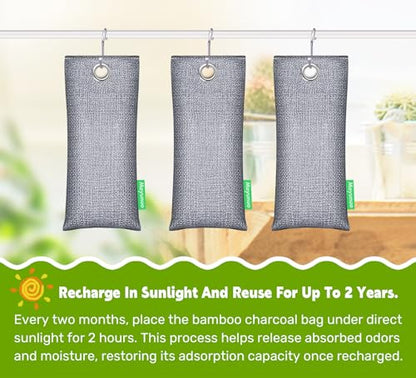 Activated Charcoal Odor Absorber Deodorizer Odor Eliminator for Strong Odor | Home, Basement, Closets, Shoes, Smoke, Car Air Freshener. 2 Pack Nature Bamboo Charcoal Air Purifying Bags - style: 2 Pack Shoe Deodorizer