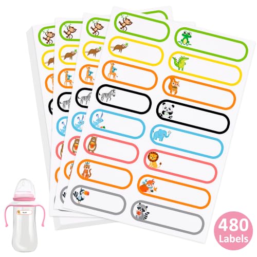 Tinabless 480 Pcs Waterproof Name Labels for Kids, Woodland Animals | 480 Woodland Animal Waterproof Name Labels For Kids' Daycare Bottles, Lunch Boxes, Sippy Cups And School Supplies. - color: Woodland Animals-480pcs