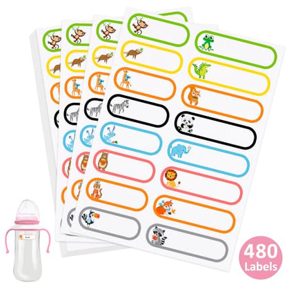 Tinabless 480 Pcs Waterproof Name Labels for Kids, Woodland Animals | 480 Woodland Animal Waterproof Name Labels For Kids' Daycare Bottles, Lunch Boxes, Sippy Cups And School Supplies. - color: Woodland Animals-480pcs