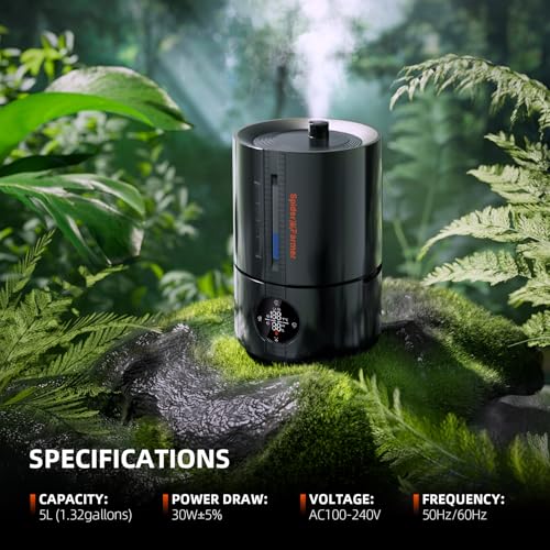 Spider Farmer 5L Cool Mist Plant Humidifier with Hose for Indoor Grow Tent | App Control, Target Humidity Set, 450ml/H Max Output, Temp & Humidity Probe, Extendable Targeting Hose