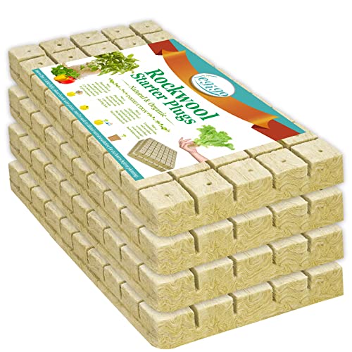 1 Inch Rockwool Cubes Seed Starter Plugs for Hydroponics, RockWool Planting Grow Cubes for Hydroponic Tower Garden Soilless Cultivation Plants Germination Cutting Clone (4 Sheet, 200 Plugs) - color: 4 Sheet, size: 1" Plugs