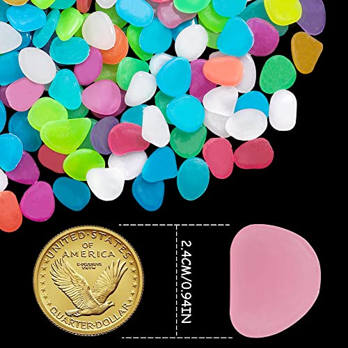 350 PCS Mixed Color Glow Rocks Luminous Stones DIY Pebbles Aquarium Garden | OSOPOLA Mixed Color Luminous Stones Glow Rocks DIY Pebbles For Aquarium Garden Path Patio FD05MX350 - color: Mixed/350 pcs, size: 2.5x2x0.5cm