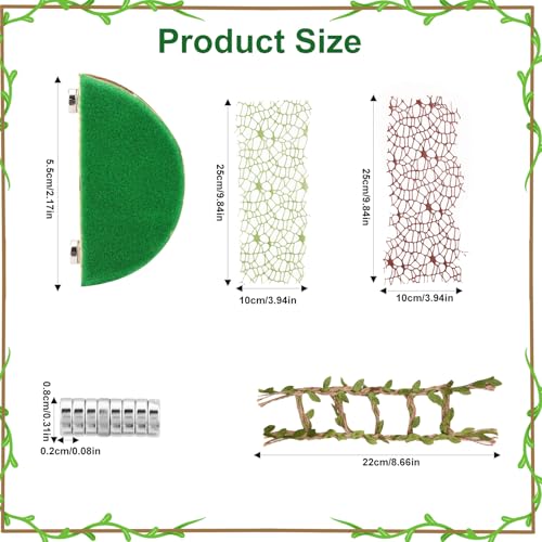 Jumping Spider Enclosure Accessories Kit, 4 Wood Ledges 6 Climbing Webs 1 Hemp Rope Bridge Spider Habitat Decor Enrichment Set for Small Reptile Terrarium Climbing Resting & Exploration