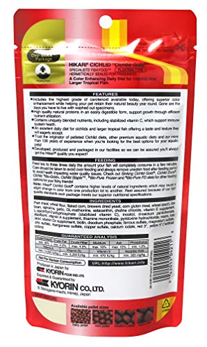 Hikari 8.8-Ounce Cichlid Gold Floating Pellets for Pets, Mini - color: Black, size: 8.8 Ounce (Pack of 1)