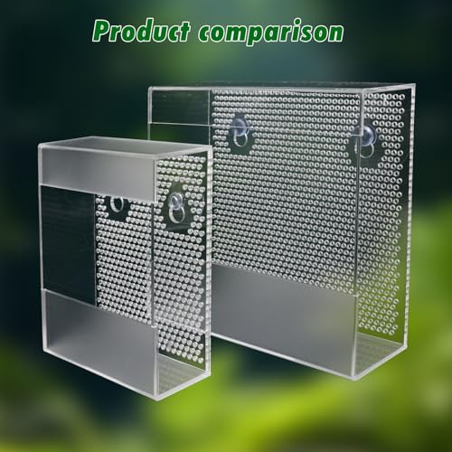 Transparent Acrylic Reptile Feeder Box, Wall-Mounted Insect Feeder with Suction Cups, Tank and Aquarium Accessories for Lizard, Bearded Dragon, Gecko - size: Large - 7.5 × 2.7 × 7.7 inch