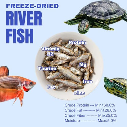 Amzey 3 Pack 0.8Oz (Total 2.4Oz or 68Gram Dried River Fish - Natural Food for Turtles, Terrapins, Reptiles and Large Tropical Fish - size: 0.8 Ounce (Pack of 3)