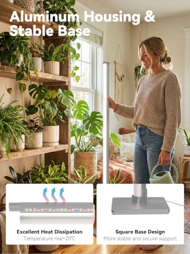 Vertical Grow Light for Indoor Plants, 60in LED Standing Lamp | 36W Full Spectrum Plant Lights with Auto Timer, 268 LEDs Dimming and 3 Light Modes for Wide Coverage Area in Indoor Gardens - size: 60 IN(Silver)