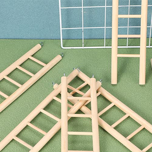 Kigeli 6 Pcs Wood Bird Ladder for Cockatiels, Small Hanging Bird Ladder for Cage, Parrot Step Hanging Climbing Toys for Pets Parakeets, Cockatoo and Lovebirds