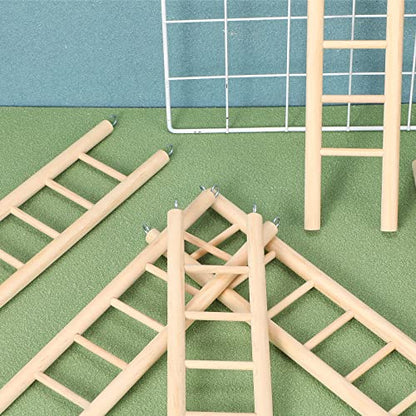 Kigeli 6 Pcs Wood Bird Ladder for Cockatiels, Small Hanging Bird Ladder for Cage, Parrot Step Hanging Climbing Toys for Pets Parakeets, Cockatoo and Lovebirds