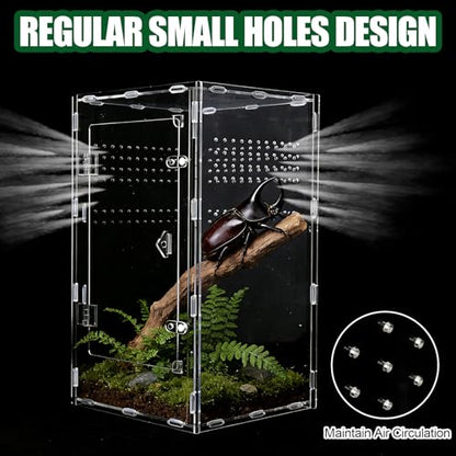 Acrylic Jumping Spider Enclosure, Transparent Reptile Terrarium Enclosure, Small Reptiles Habitat Tank Breeding Box for Tarantula Insect Snake Lizard (13.78 Large) - color: 7.87×7.87×13.78
