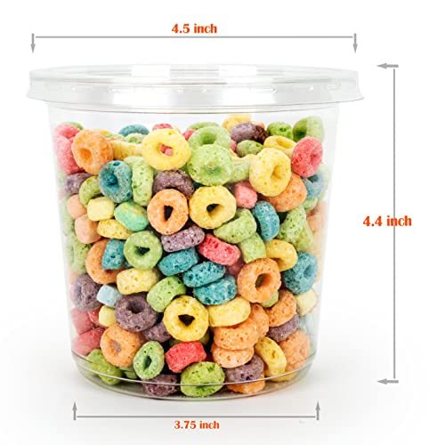 Golden Apple, 24oz. Ultra Clear Recycled PET Plastic Round Deli Container and Flat Lid Combo - 18sets - size: 24oz & Flat lids