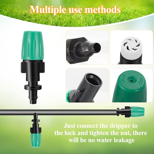 50 Pcs 1/4" Misting Nozzles Drip Irrigation Spray Emitters | Adjustable Flow 1/4 Inch Drip Irrigation Atomizing Nozzles Irrigation Sprinkler Heads for Garden Irrigation Misting System - color: Barbed Spray
