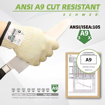 Schwer SlicePro ANSI A9 Cut Resistant Gloves, Food Grade, PR1501, S | Non PFAS, No Glass Fiber, for Kitchen Food Prep, Mandolin Slicing, Meat Cutting, Oyster Shucking, Fish Fillet Processing - color: Beige-a9, size: Small