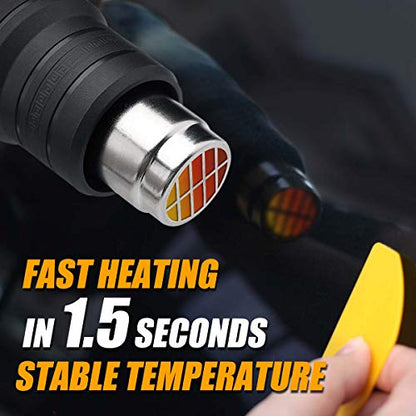 Heat Gun Kit 1500W with Dual-Temperature 5 Nozzles,Hot Air Gun 122ᵒF-1022ᵒF Heating in Seconds for DIY Shrink PVC Tubing/Wrapping/Crafts,Stripping Paint (1500W 2 Gears Temp Setting) - color: 1500w 2 Gears Temp (No Dial, No Digital)