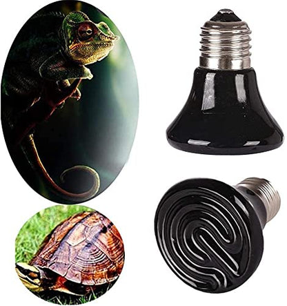 4-Packs 50W Black Ceramic Heat Lamp Mini Reptile Heat Lamp Bulbs E26/E27 110V Infrared Reptile Heat Emitter Heater Lamp Bulb No Light Lamps for Lizard Brooder Coop Aquarium Lizard Turtle