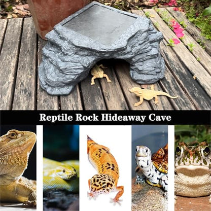 X-Large Bearded Dragon Basking Platform, Lizard, Snake or Reptile Hide with Heat Storage Slate Stone, 13x12x5 Inch Oversized Gecko Hide Cave - size: XL / 13x12x5 Inch