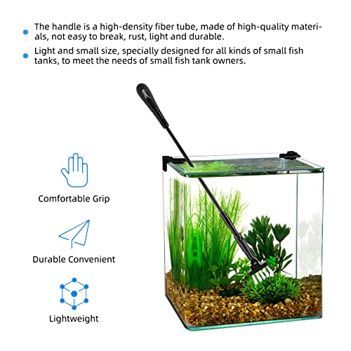 hygger Small Fish Tank Cleaner, Aquarium Cleaning Tools Kit with Handle, Seaweed Scraper, Fishing Net, Sponge Brush,Wall Brush (M) - size: Medium