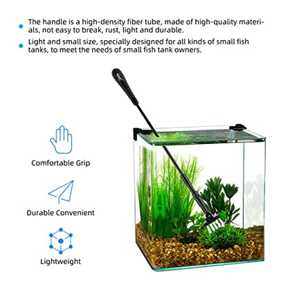 hygger Small Fish Tank Cleaner, Aquarium Cleaning Tools Kit with Handle, Seaweed Scraper, Fishing Net, Sponge Brush,Wall Brush (M) - size: Medium