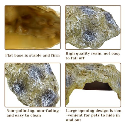 Hamiledyi Reptile Hides Large Simulation Rock Reptile Cave Hideouts Terrarium Habitat Décor Bearded Dragon Hideout for Snake Geckos Lizards Turtle Frogs Amphibians (L) - style: L : 10.2"×7.3"×4.9"