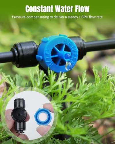 Pawfly Push-to-Fit Drip Irrigation Emitters 1 GPH Pressure Compensating Drippers with Constant Water Flow Irrigation Drippers Drip Emitters Drip Irrigation System Parts for 1/4 Inch Tubing, 30 Pcs - size: 30PCS 1 GPH Irrigation Drippers