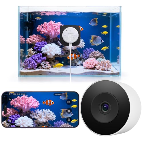 litokam F1.0 Aperture Fish Tank & Reptile Pet Camera.2K 3MP Anti-Glare Aquarium Terrarium Camera with Close-Focus Lens, 147° Ultra-Wide Angle, 3X Zoom, 2.4G/5GHz WiFi