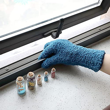 Patelai 2 Pairs Microfiber Gloves for plants Dusting Cleaning Glove Mittens House Cars Blinds Dusting(Blue,Large) - color: Blue, size: Large (2 Pairs)