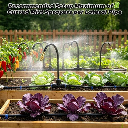 200 Ft 1/4 Inch Drip Irrigation System with 32 Copper Nozzles | Complete watering kit includes 32 adjustable copper sprayers, tubing, fittings, stakes, filters and quick-connect parts.