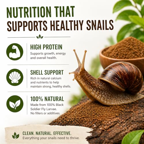 Snail Food Powder – BSFL Protein Sprinkle Feeding Powder for Land Snails & Small Invertebrates | Supports Shell Growth & Natural Grazing | 100% Black Soldier Fly Larvae