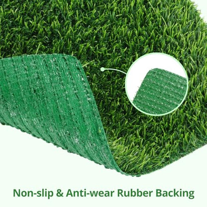 Chicken Nesting Box Pads, 8 Pcs Washable Artificial Grass Mats with Feeding String Bag, Reusable Fake Turf Beddings for Chicken Coops, Indoor and Outdoor Green Rugs, 12 x 12 Inches