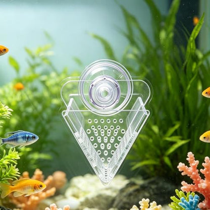 Aquarium Feeding Dish Transparent Acrylic Cone Worm Tray | Betta Fish Feeder with Suction Cup for Betta Frog Snails Puffer Turtle Coral Reef