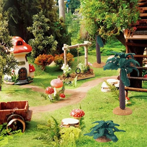 3Pcs Mini Palm Tree Decor, Artificial Miniature Coconut Trees for DIY Crafts, Bonsai, Micro Landscape, Fairy Garden, Model Train, Sandbox, Tropical Party Decoration - size: Palm Tree Decor