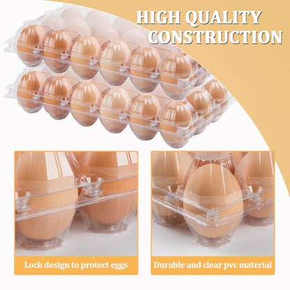 40PCS Plastic Egg Cartons 18 Count,Clear Egg Cartons Cheap Bulk | Reusable Egg Holder for Family,Pasture,Farm Markets Display - Medium Egg Containers 3x6 Grids - style: 3x6Grids-40count